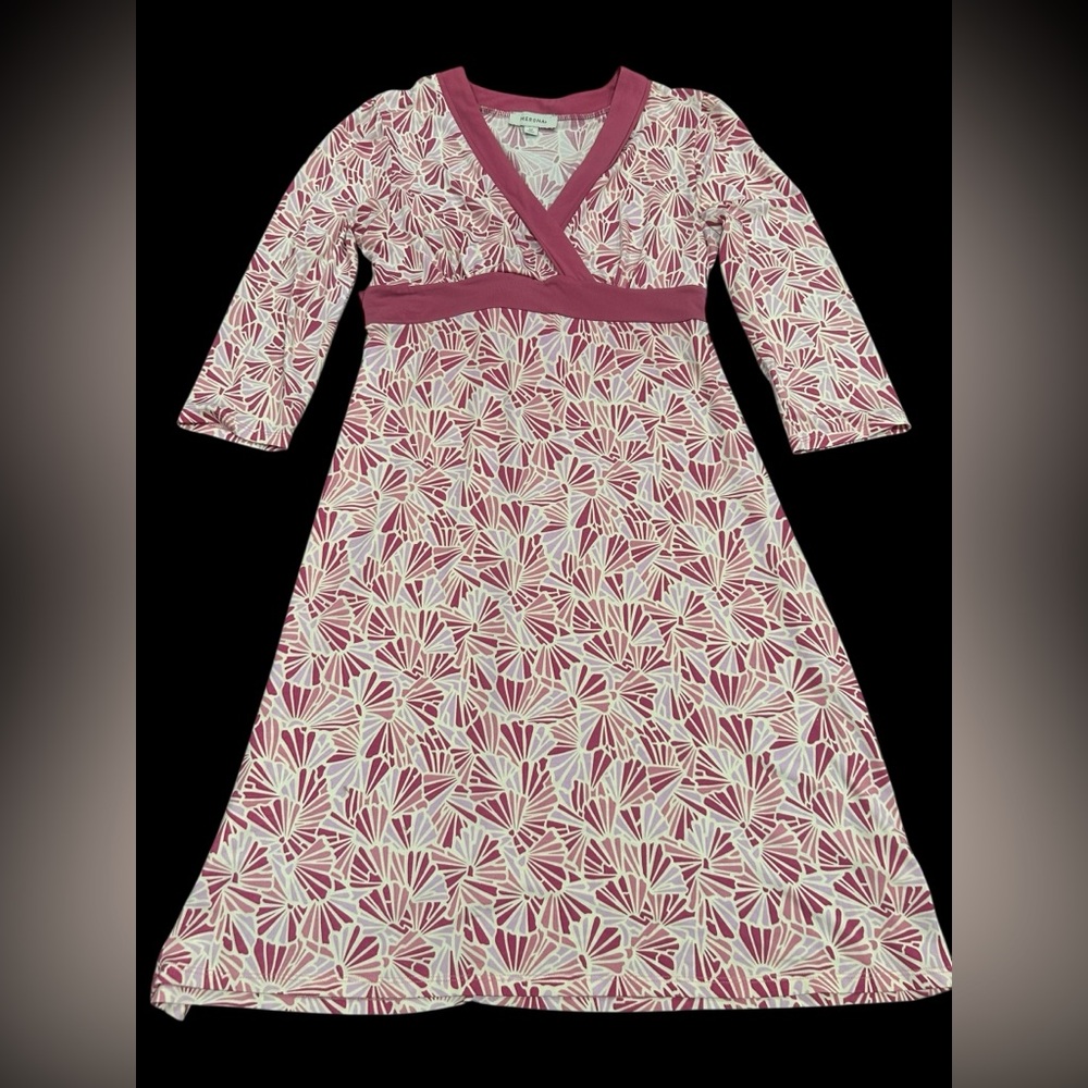 Merona Mauve and Cream Geometric quarter sleeve dress
